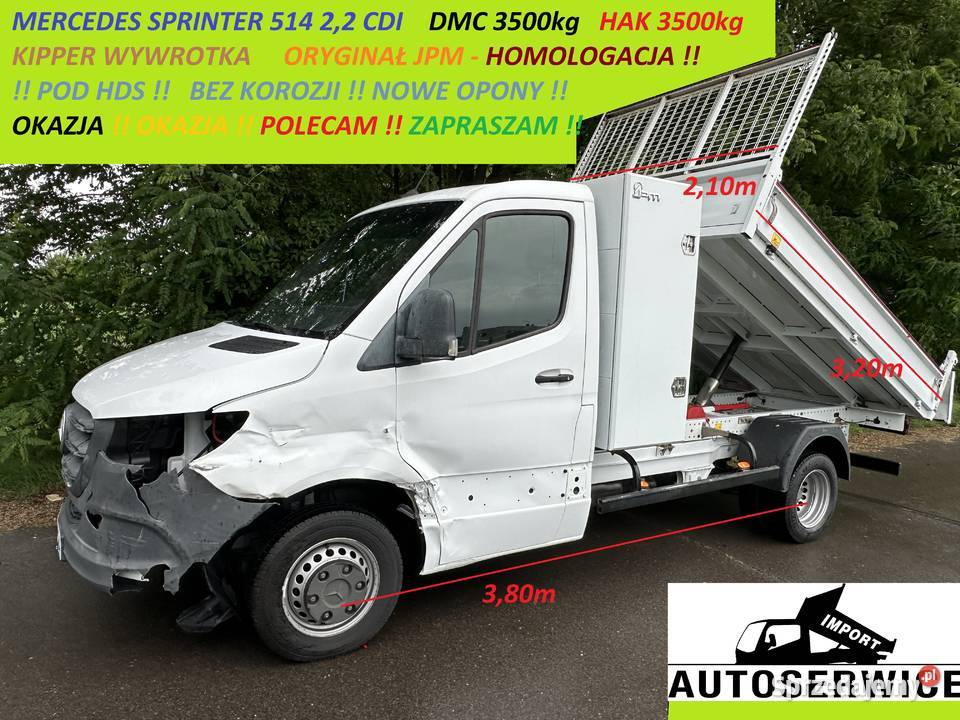 MERCEDES SPRINTER 514 22 CDI KIPPER WYWROTKA JPM Piekarzew sprzedam