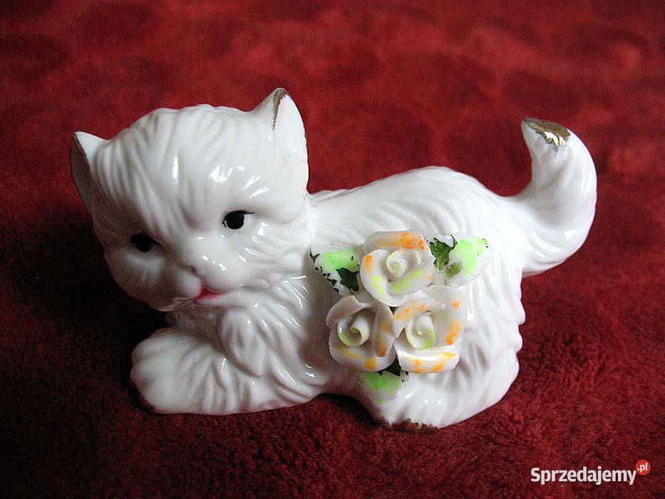 Kot kotek złocony porcelana 5 x 9 x 5 Rękodzieło Siedlce sprzedam