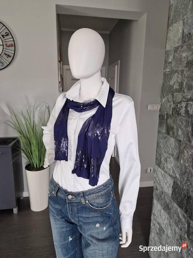 Granatowy szalik z cekinami Dla kobiet Nowogard sprzedam