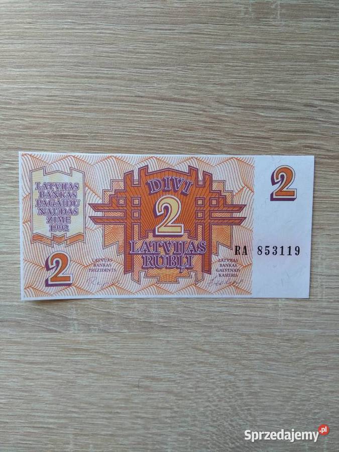 Banknot Łotwa 2 ruble Chrząstawa Mała