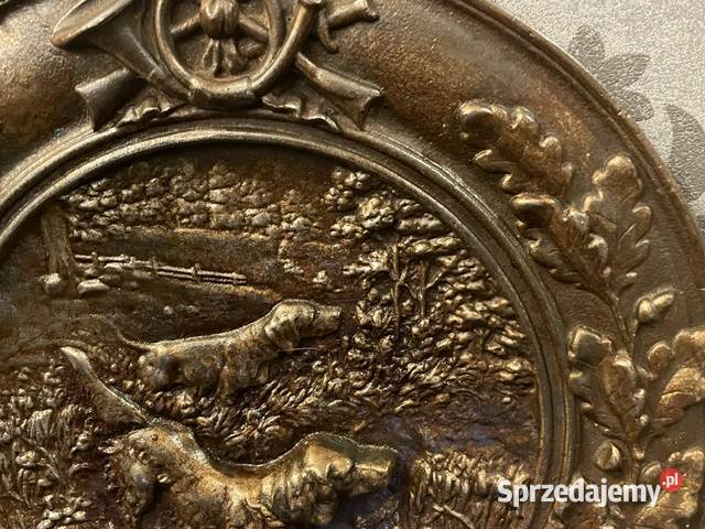 Ozdobna plakieta myśliwska z żeliwa psy Kraków sprzedam