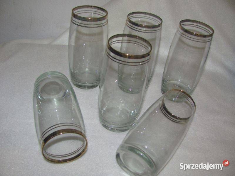 szklanki z PRLu złote wykończenie 6 wys 135 lubelskie