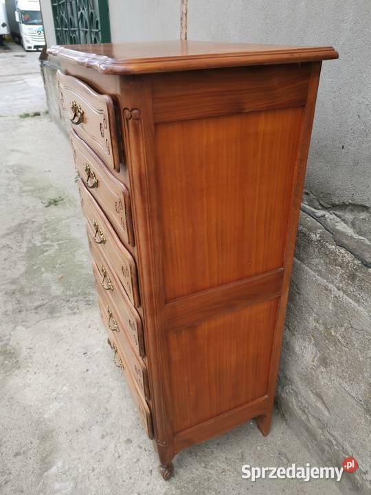 Wysoka dębowa stylizowana komoda szyfoniera Meble Wałbrzych sprzedam