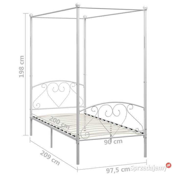 Rama łóżka z baldachimem biała metalowa 90 x 200 Warszawa