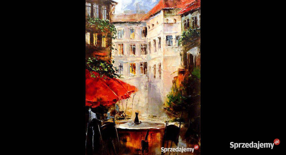 Obraz olejny 30x40 Zaułek Warszawa