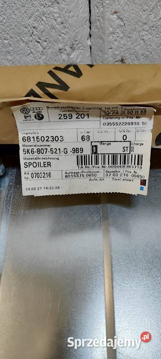 VW Golf 6 spoiler zderzaka tył GTD Polkowice