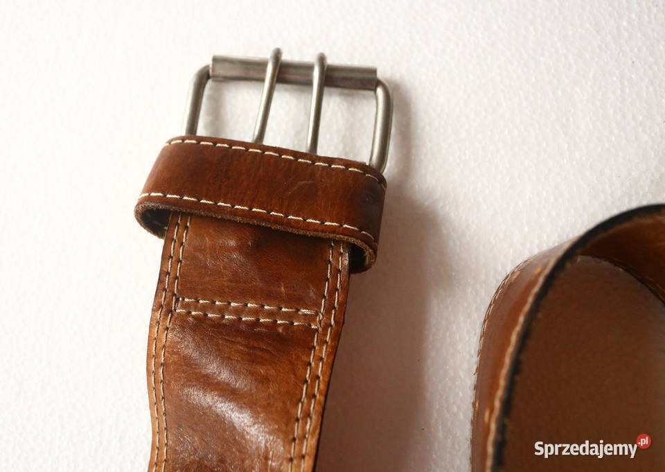 Szeroki skórzany brązowy pasek Gdańsk