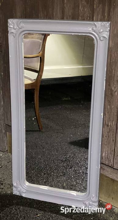 prostokątne lustro w szarej ramie vintage małopolskie