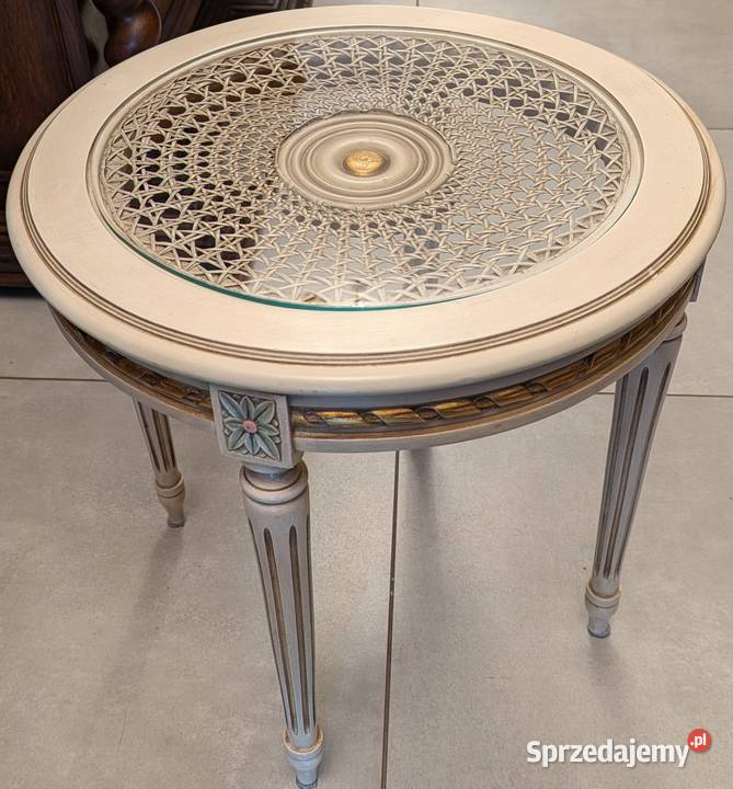 Piękny okrągły nieduży stolik empire ecrusklep