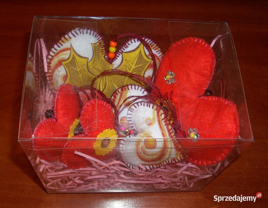 Bombki serduszka rękodzieło 9 sztuk Lublin