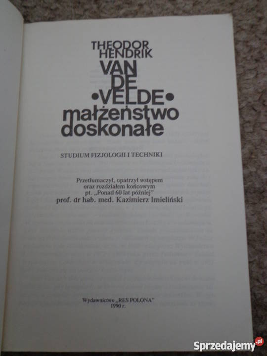 Małżeństwo doskonałe Van de Velde Res Polonia łódzkie Łódź