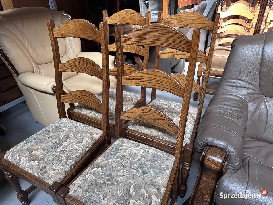 Dębowe krzesła siedziska materiał Sławoszewek