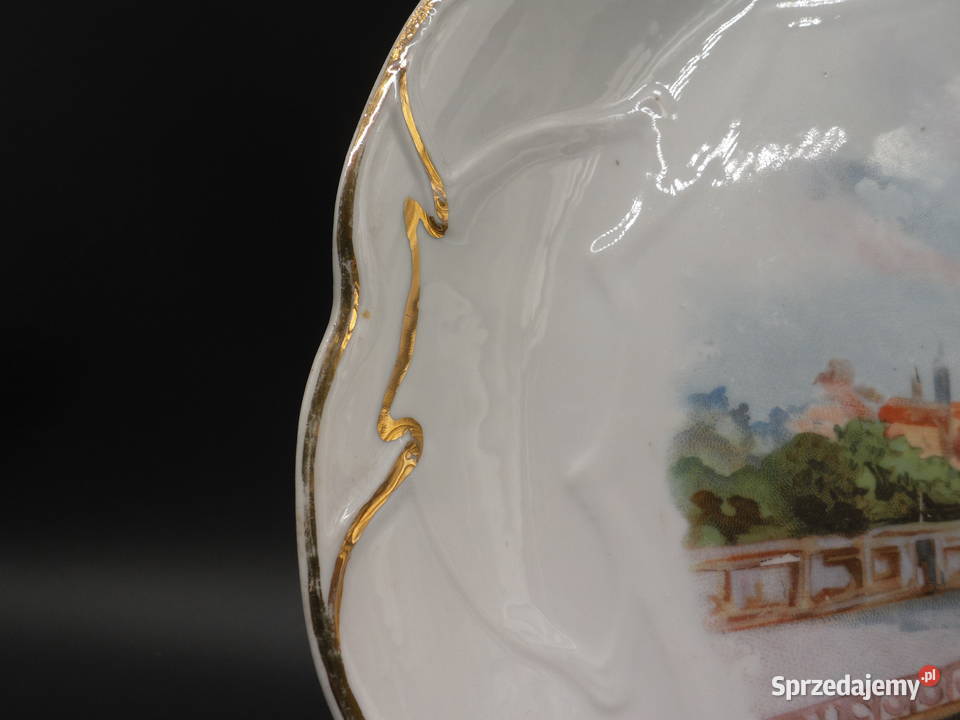 Porcelanowy talerz z malowniczym pejzażem Porcelana i szkło Raszków