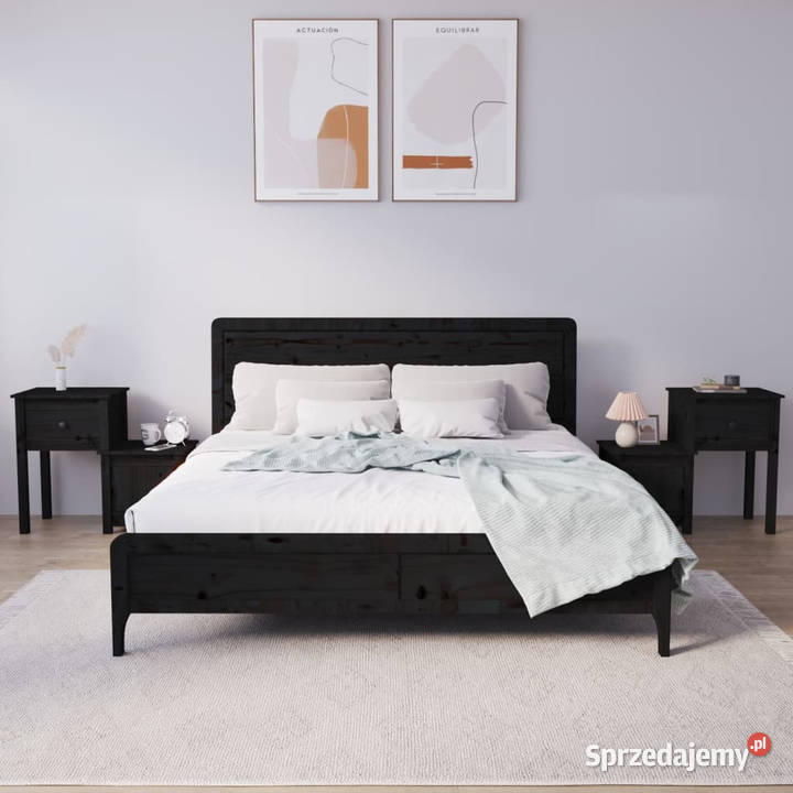 Szafki nocne 2 czarne 795x38x655 drewno sosnowe Warszawa