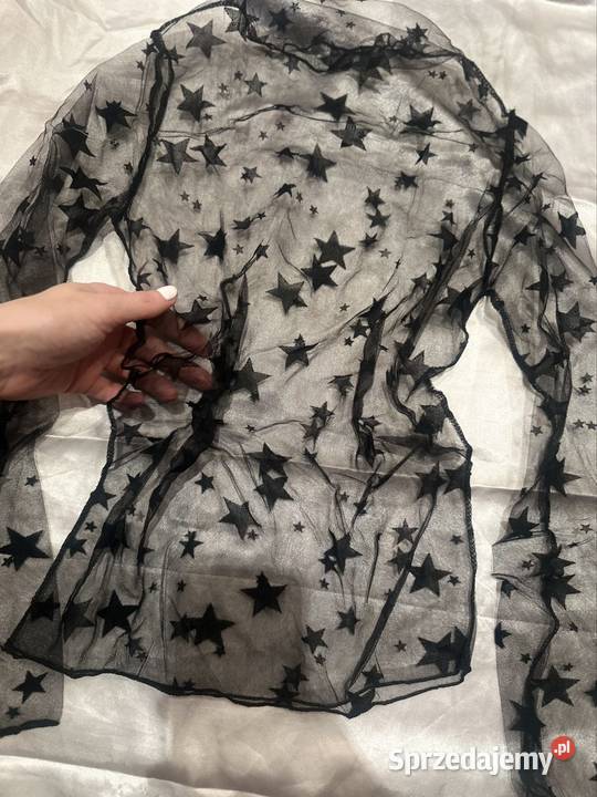 prześwitująca bluzka we wzory czarny Dąbrowa Górnicza