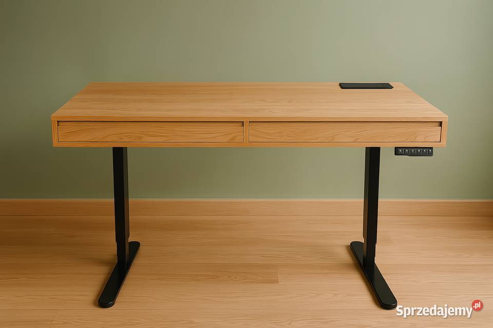 Biurko Elektrycznie Podnoszone Dębowe Z