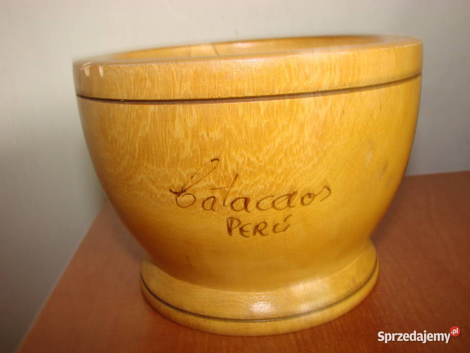 drewniany peruwiański moździerz Antyki, Sztuka, Kolekcje pomorskie Pruszcz Gdański