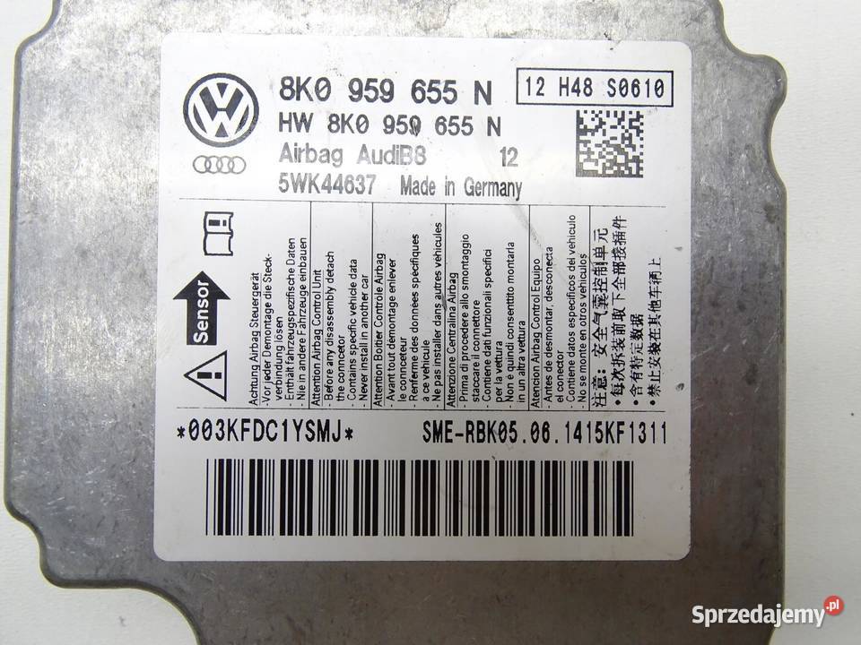 MODUŁ SENSOR STEROWNIK AIRBAG 8K0959655N AUDI A4 sprzedam