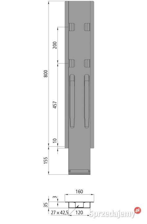 Słupek K20 środkowy do burty 800 mm 2 zamki Przysieka Polska sprzedam