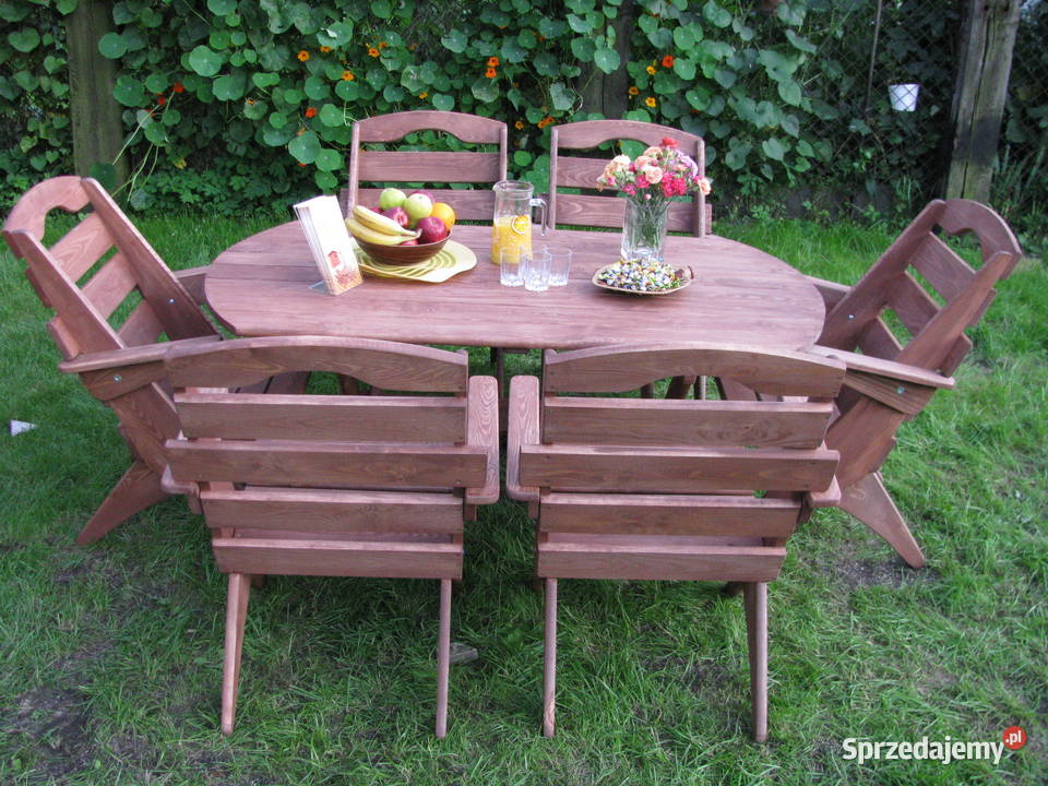 Zestaw drewnianych mebli ogrodowych składanych Kalety