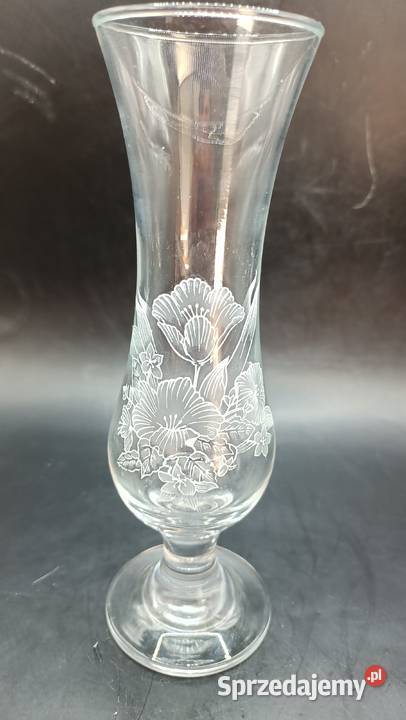 Wazon szklany smukły szkło trawione lubelskie Zamość