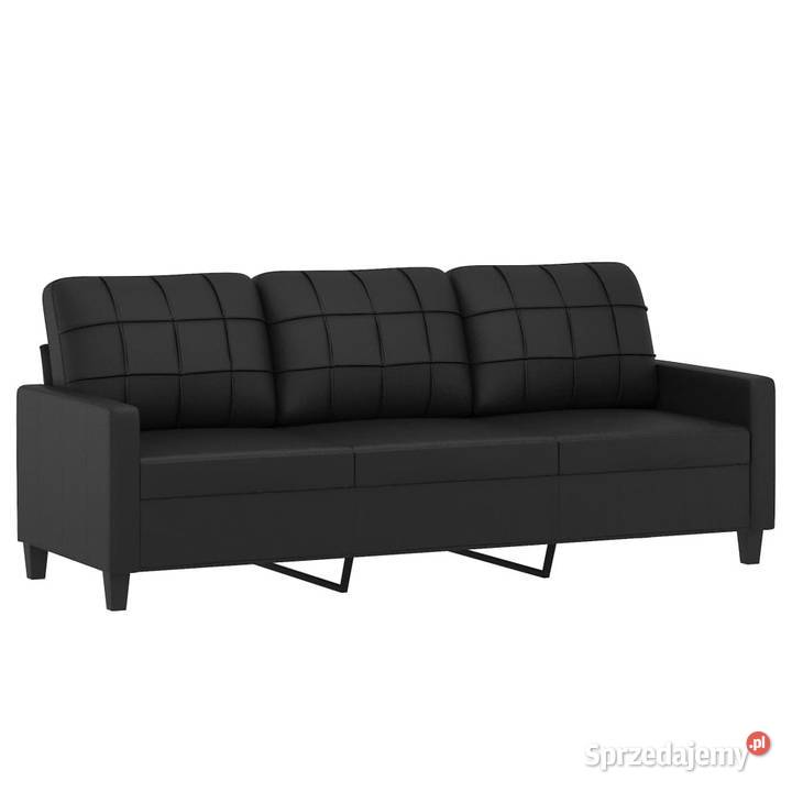 3osobowa sofa z poduszkami czarna 180 sztuczna Warszawa