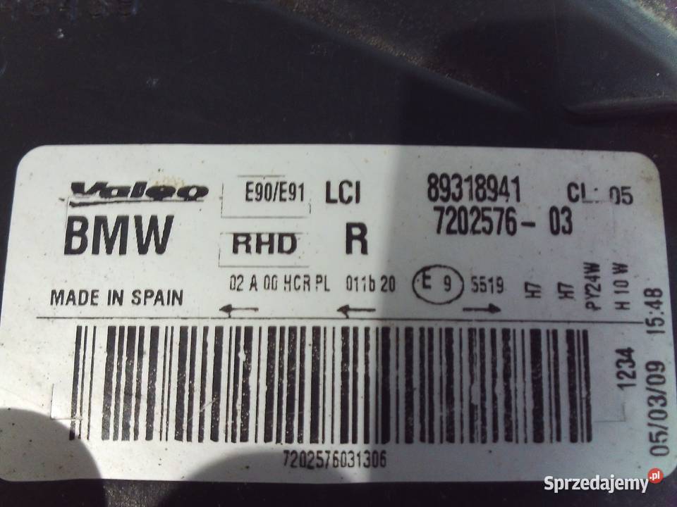BMW E90 LIFT 20 D 09r lampa prawa przód ANGLIK Kielce sprzedam