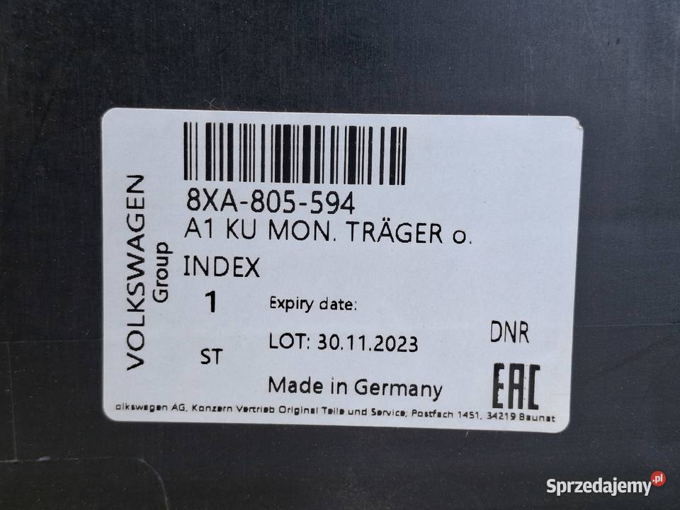 AUDI A1 LIFT 8XA PAS PRZEDNI WZMOCNIENIE NOWY Bieleń sprzedam