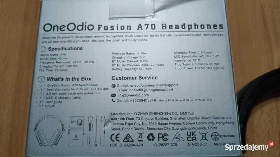 OneOdio A70 Różowe wielkopolskie