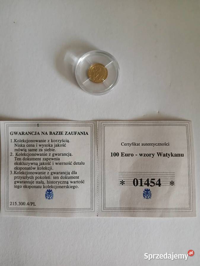 60 Złote 100 euro wzór Watykanu Chrząstawa Mała