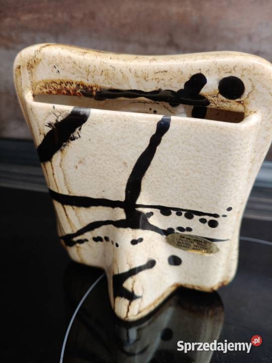 Ramka ceramiczna lata 60 vintage Rękodzieło wielkopolskie Kalisz