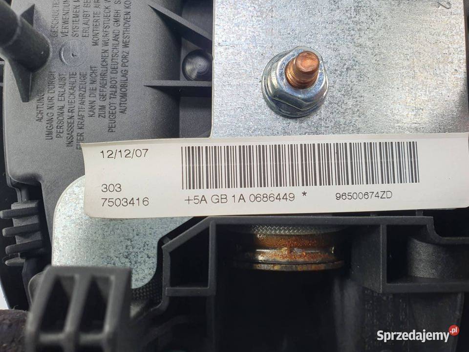 PODUSZKA AIRBAG PEUGEOT 207 SW 96500674ZD Lipno