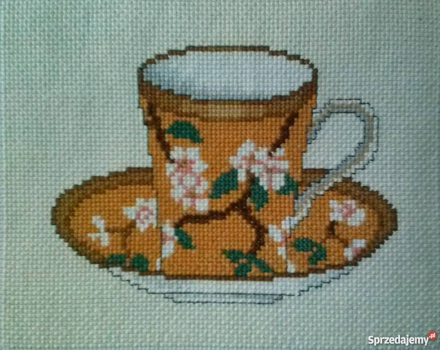 obrazki FILIŻANKI komplet 4 haft krzyżykowy Tarnów