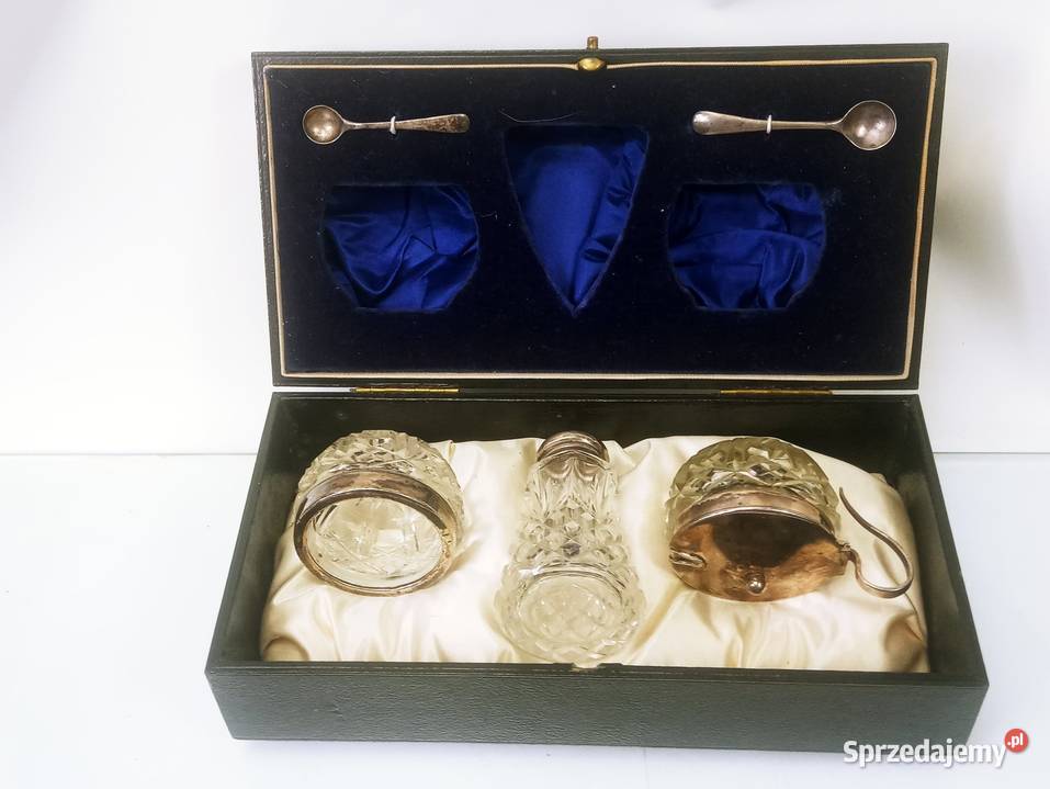 Srebro 925 Kryształ Anglia 925 Przyprawniki 6 Nowa Sól