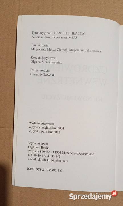 Uzdrawianie wewnętrzne ku nowemu życiu O James Poznań sprzedam