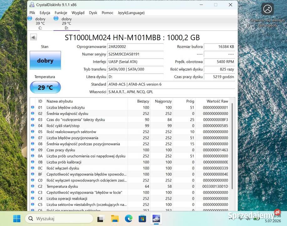 HDD 1TB do laptopa dysk 25 cala 1000GB SATA Kraków sprzedam