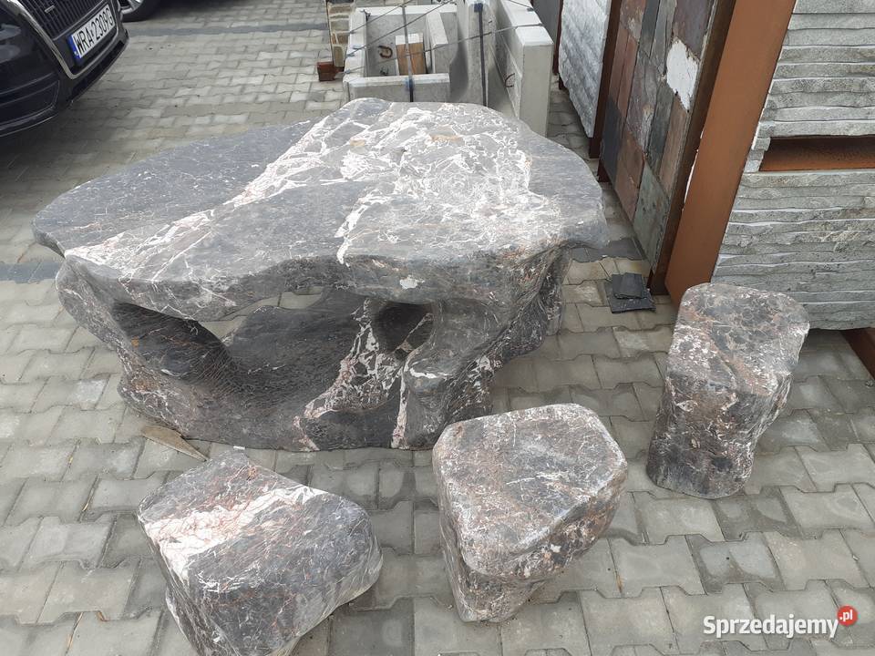 Stół i Krzesła z Naturalnego Kamienia Monolit