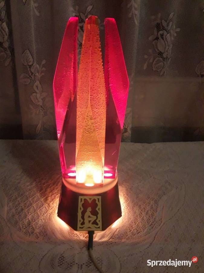 Lampka nocna kryształy lampa stołowa brązowa PRL Piotrków Trybunalski sprzedam