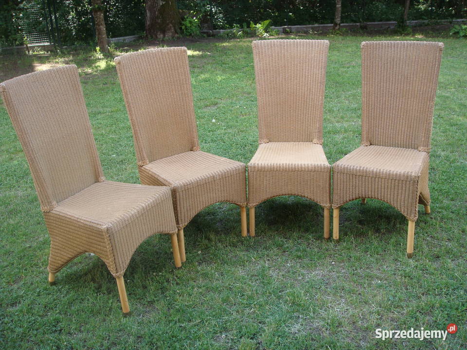krzesla ratanowe wiklinowe 4 sztuki komplet fotele