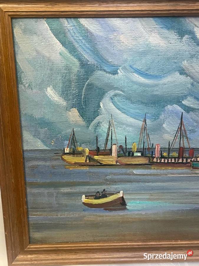 Władysławowo obraz olejny na płyci Ryszard Kraków