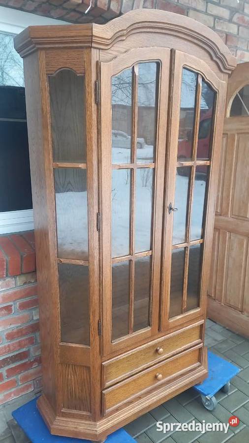 Witryna dębowa Kredens Biblioteka z półkami Gawroniec
