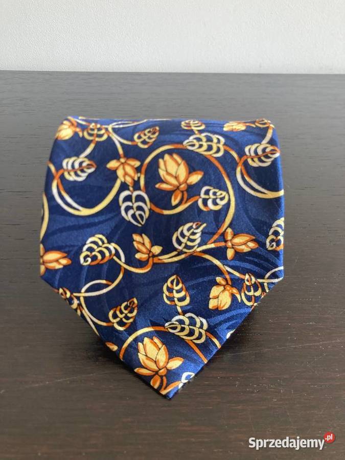 Granatowy krawat Norman Silkties wzór kwiatowy Elbląg
