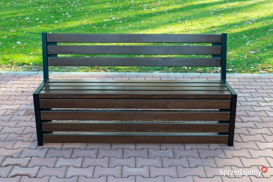 Ławka z oparciem stalowa miejska parkowa Konin