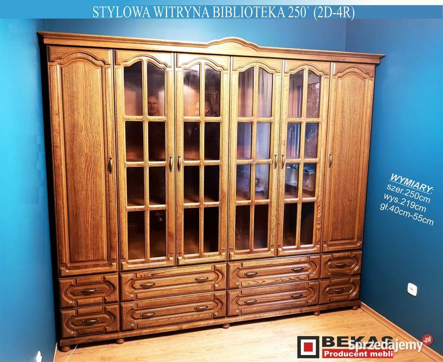 Witryna Duża Biblioteczka 250 2D4R Dąb Orzech 250cm Toruń sprzedam