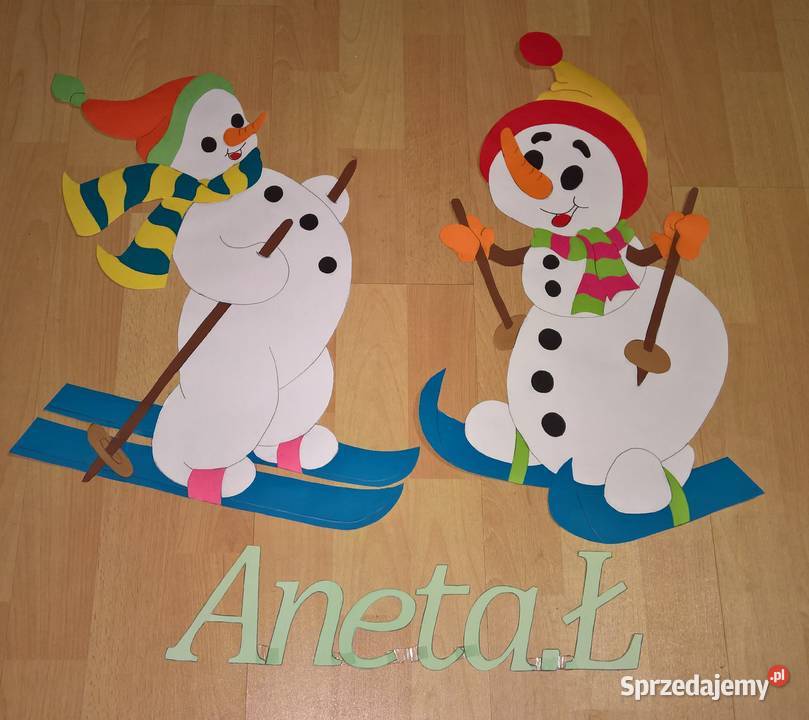 Dekoracje dwustronne okienne o tematyce zimowej Ryki
