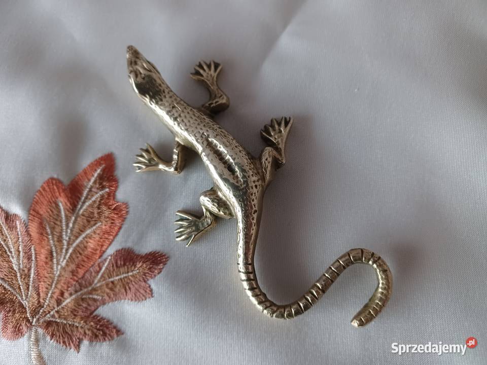 Piękna figurka jaszczurki Mosiądz Kolekcja Poznań