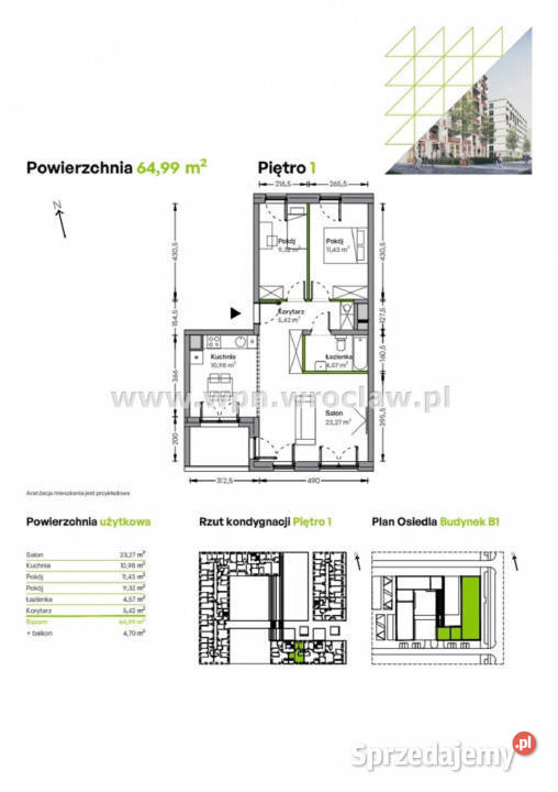 sprzedaży mieszkania 65m2 3 pokoje Wrocław dolnośląskie