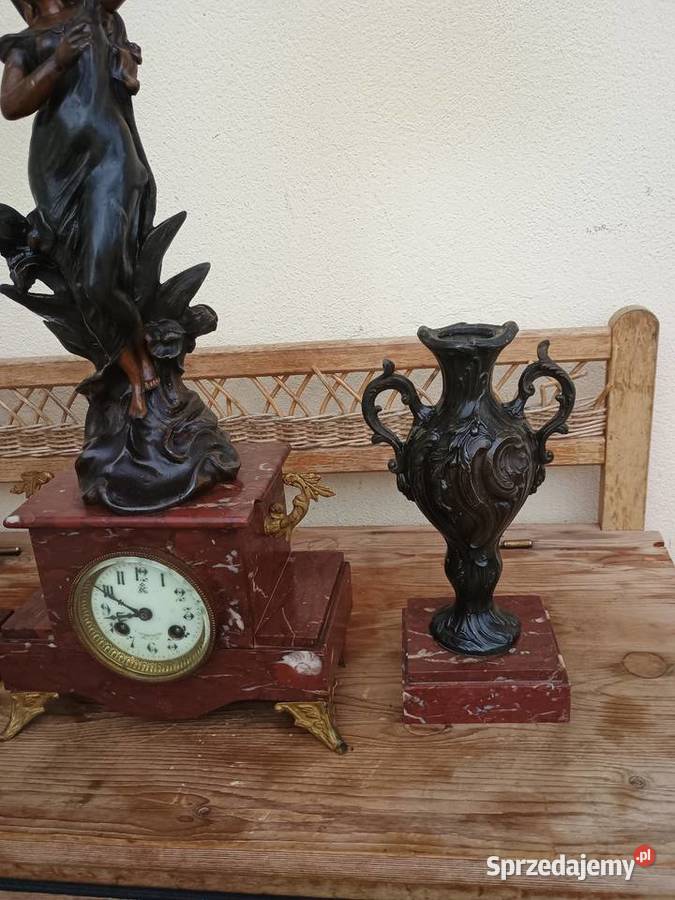 Kominkowy zegar francuski z dwoma dostawkami Rzeszów sprzedam