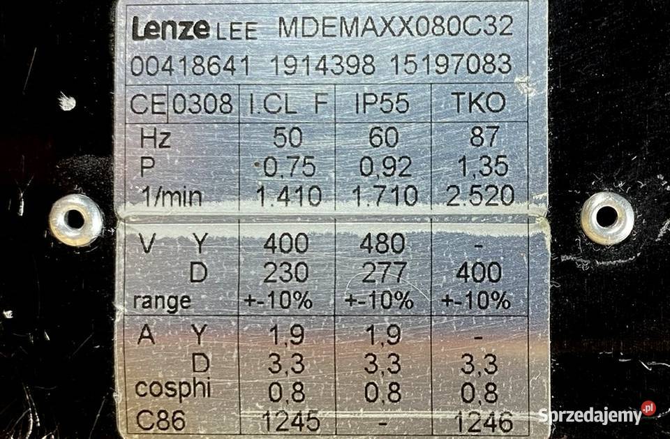 motoreduktor przekładnia 075kW 871obr 3fazowy Pigża
