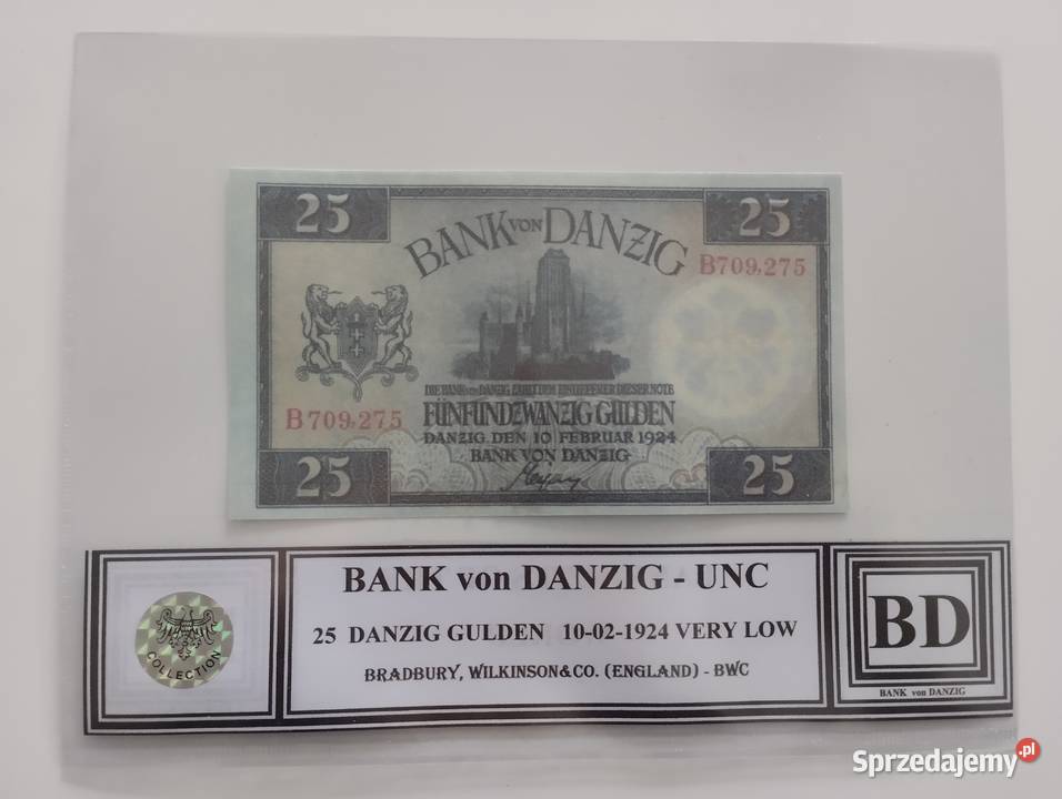 WOLNE MIASTO GDAŃSK 25 gulden 1924 UNC seria B Białystok